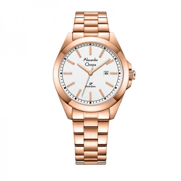 Alexandre Christie AC 1015 Rosegold White Steel Lady LDBRGSL